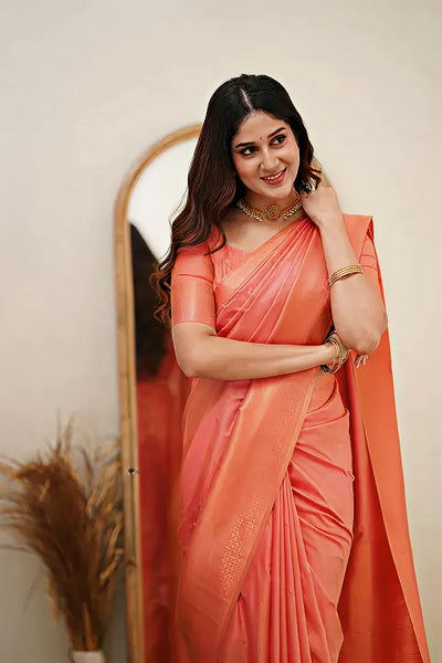Graceful Pink Jacquard Saree