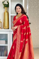 Timeless Red Jacquard Saree