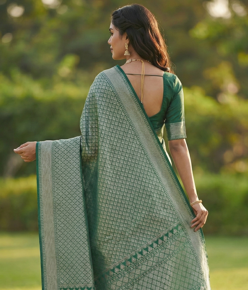 Mahendi Green Jacquard Saree