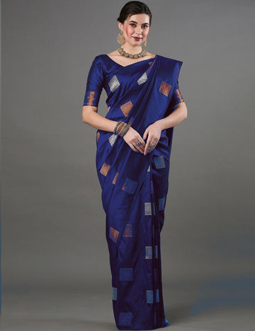 Royal Blue Jacquard Saree – Premium Woven Saree for Festive & Everyday Elegance