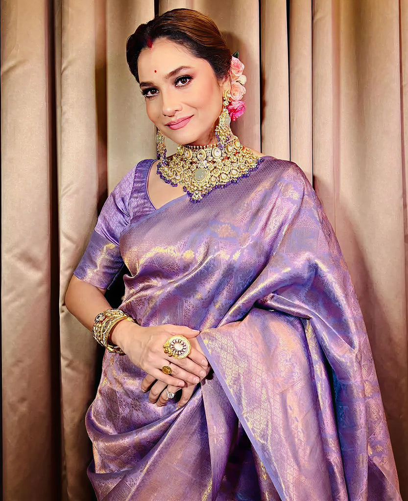 Luxurious Purple Jacquard Saree 
