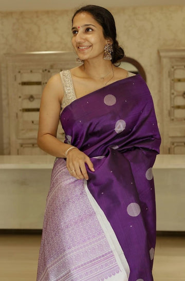 Elegant Dark Purple Jacquard Saree for Weddings & Festive Celebrations