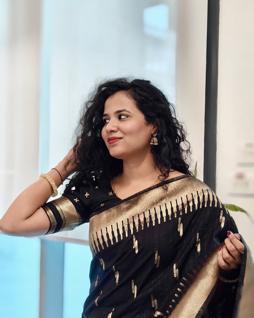 Luxury Black Jacquard Saree