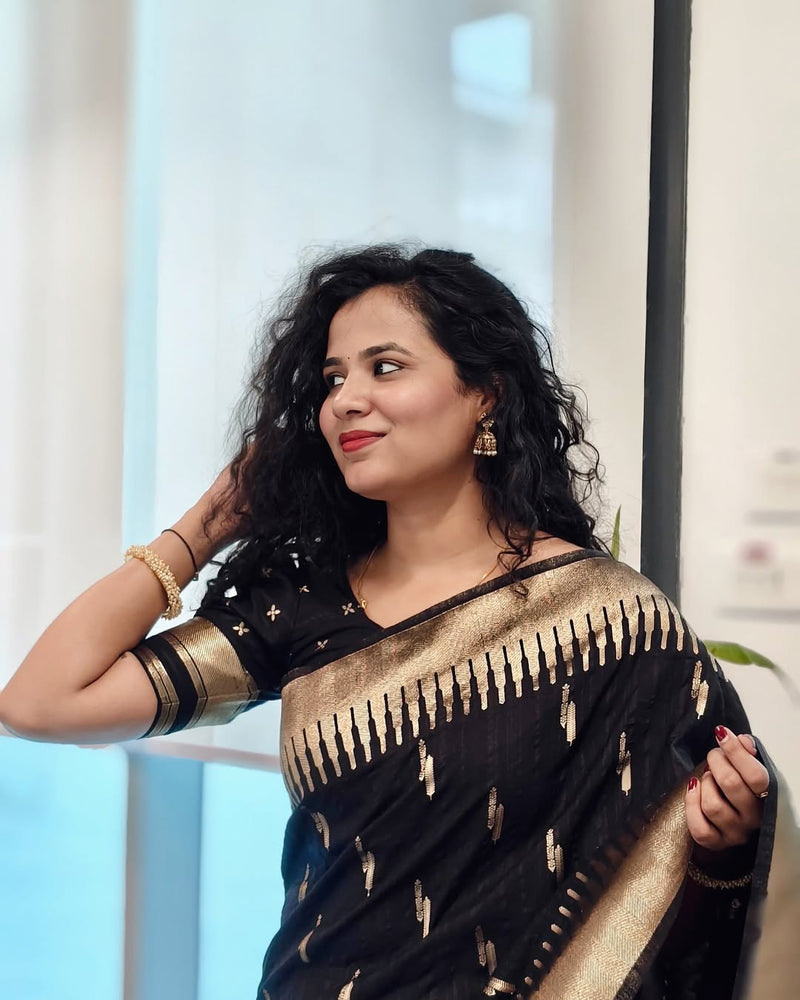 Luxury Black Jacquard Saree
