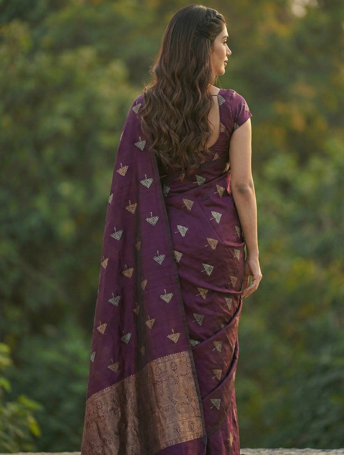 Elegant Wine Jacquard Saree – Premium Woven Saree in a Rich Festive Shade