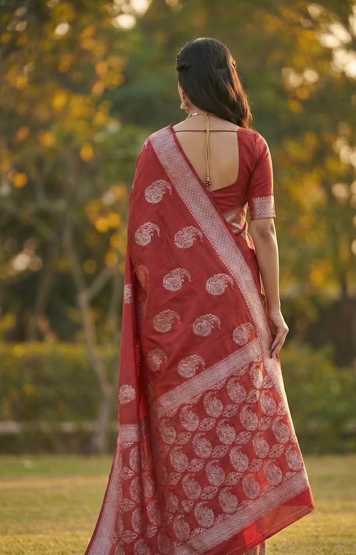 Elegant Maroon Jacquard Saree – Premium Traditional Indian Wear for Women