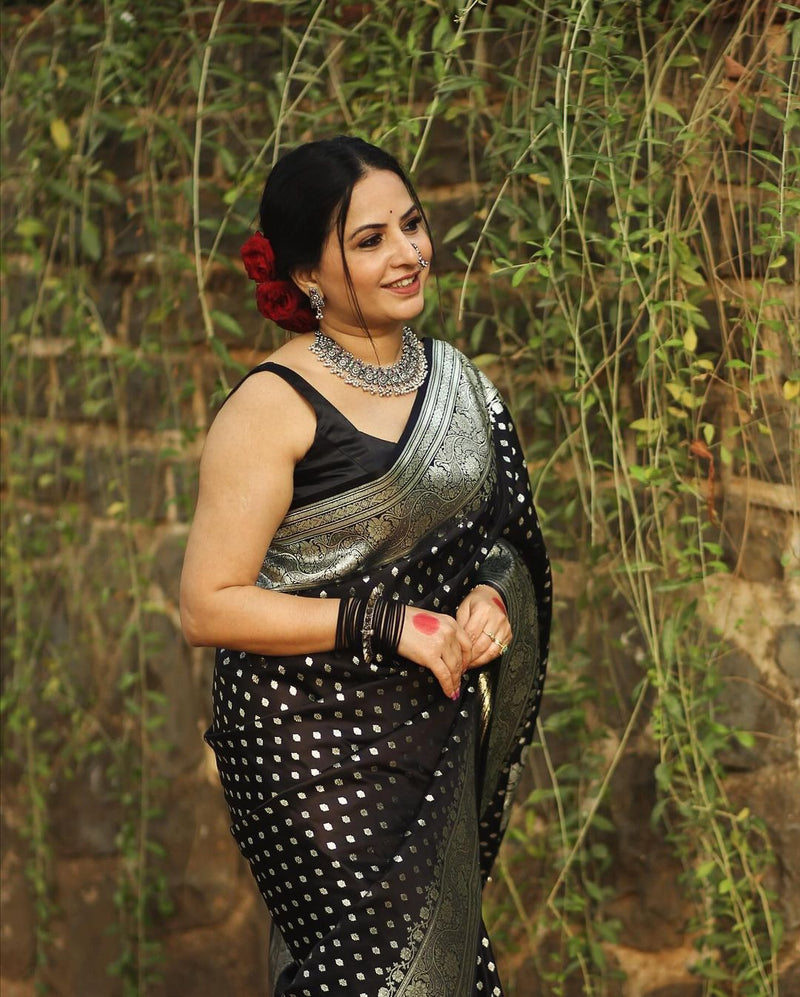 Opulent Black Jacquard Saree