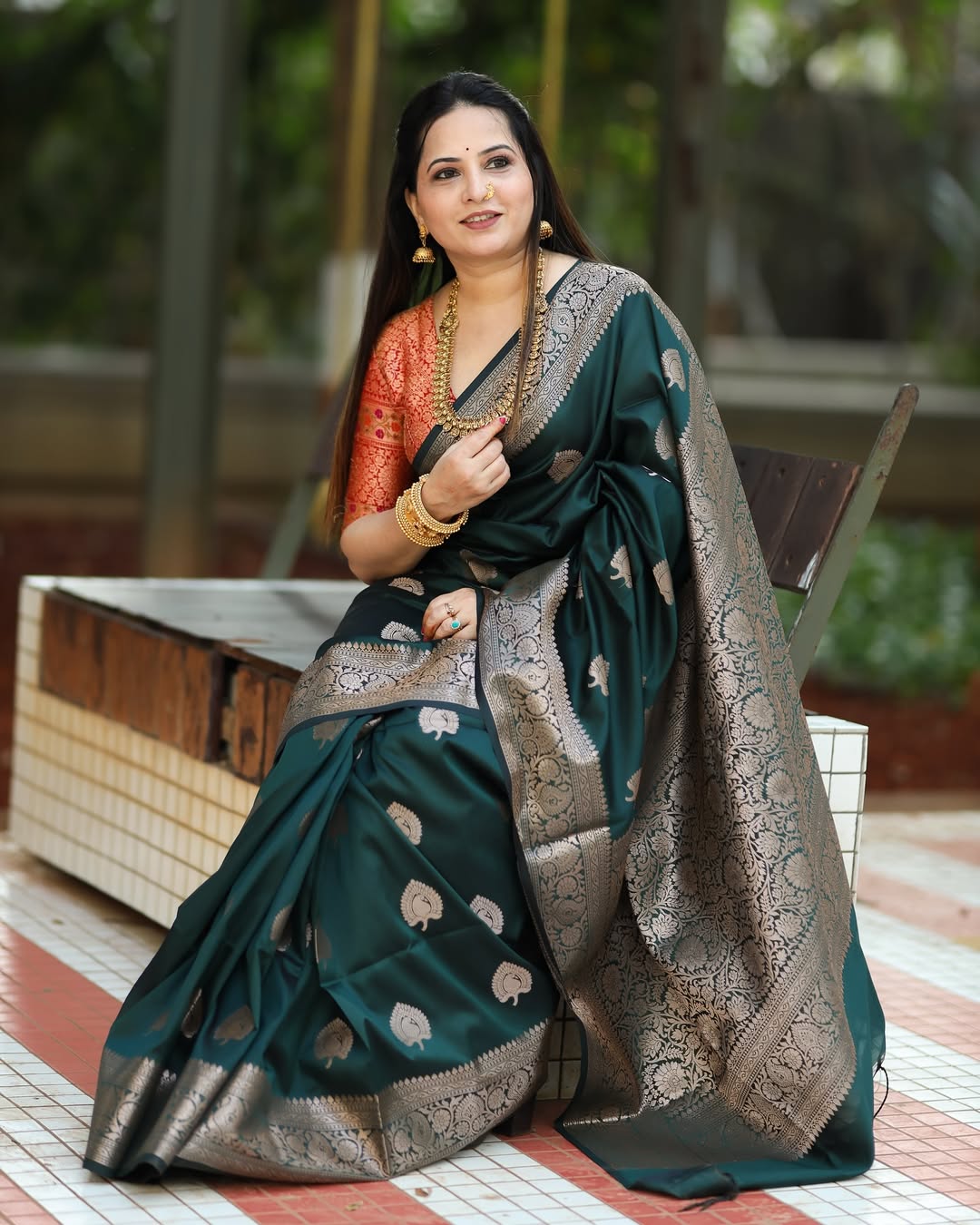 Elegant Green Jacquard Saree 