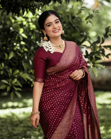 Royal Maroon Jacquard Saree for Festive & Wedding Elegance