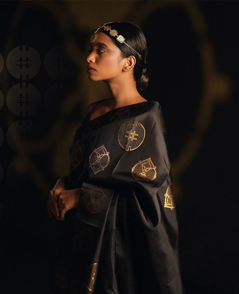 Luxury Black Jacquard Saree
