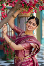 Premium Dark Pink Jacquard Saree