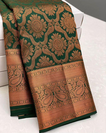 Mahendi Green Jacquard Saree – Elegant & Ethnic Indian Wear