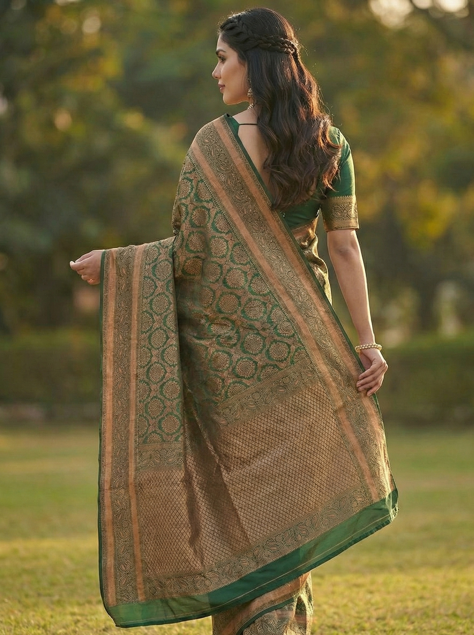 Mahendi Green Jacquard Saree