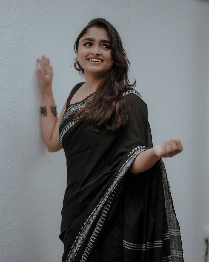 Classic Black Jacquard Saree – Timeless Elegance for Evening & Festive Wear