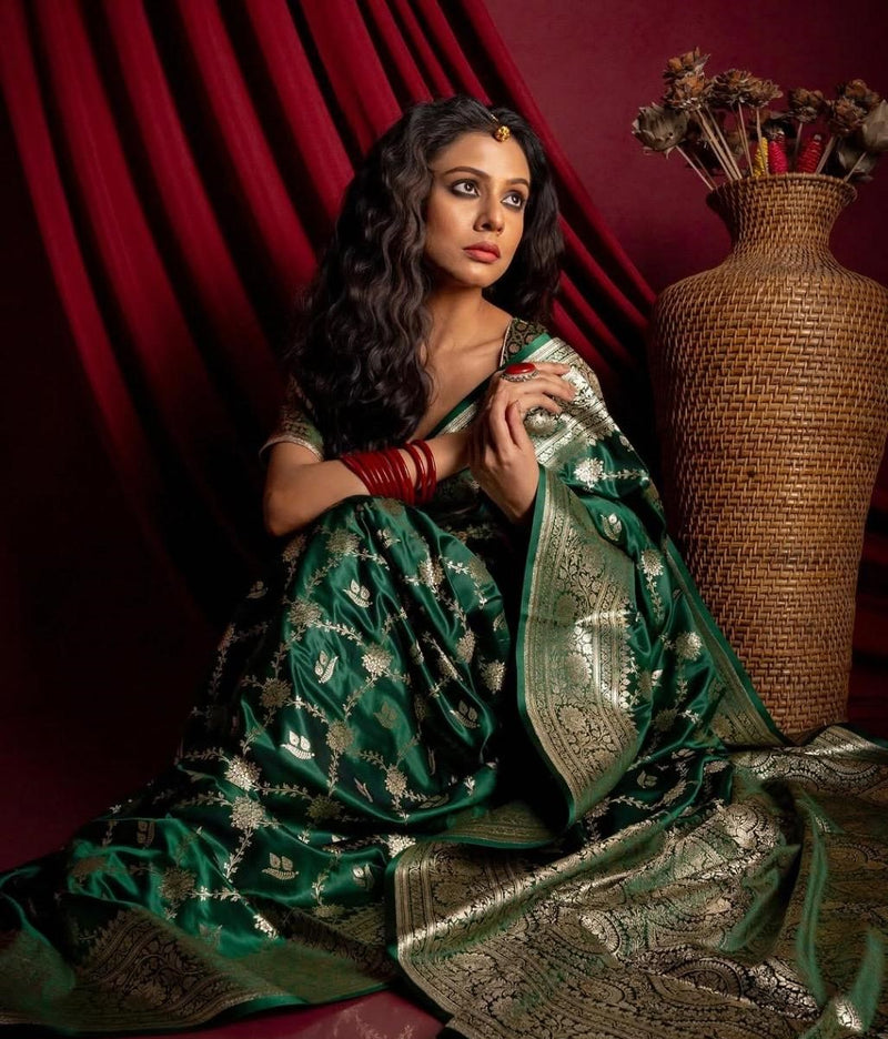Elegant Green Jacquard Saree