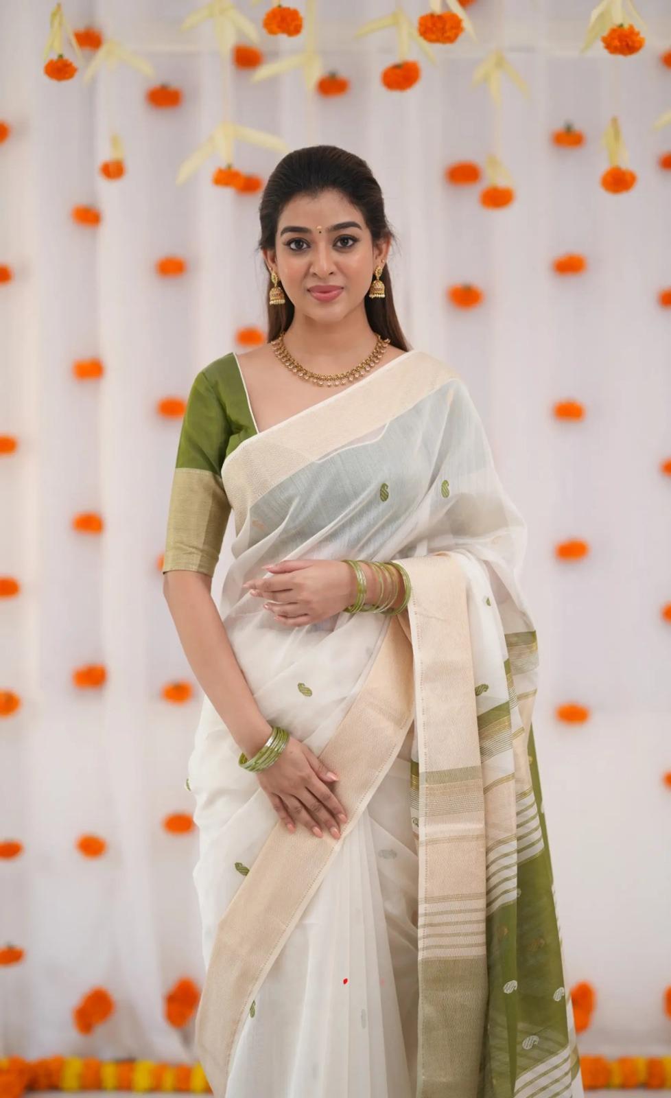 Elegant Green Jacquard Saree
