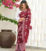 Maroon Jacquard Saree