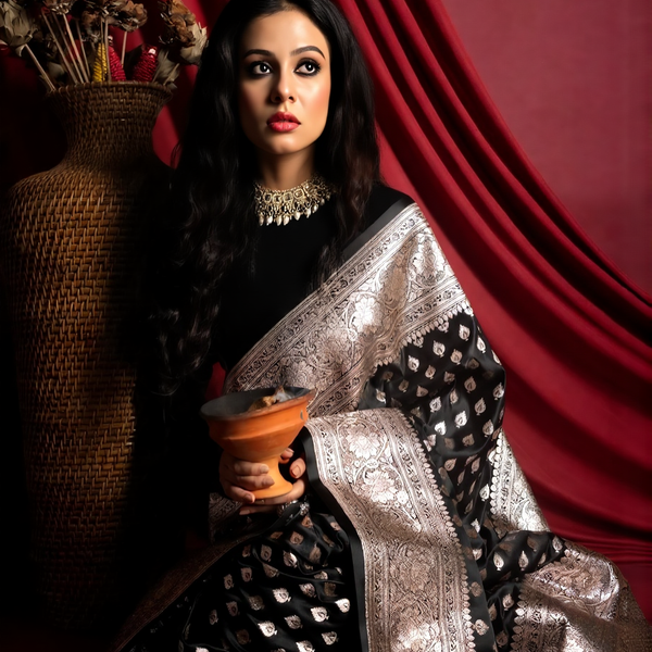Premium Black Jacquard Saree