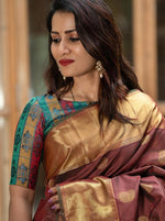Brown Jacquard Saree