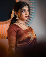 Elegant Brown Jacquard Saree