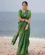 Vibrant Green Jacquard Saree