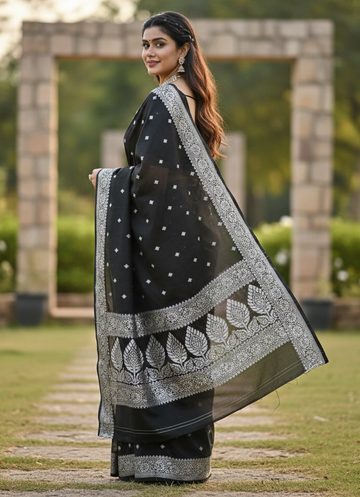 Black Jacquard Saree – Elegant & Timeless Ethnic Wear