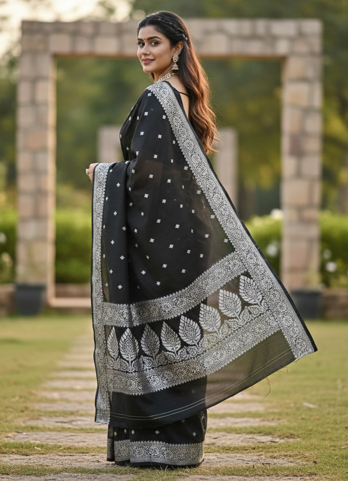 Black Jacquard Saree