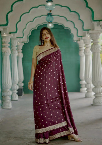 Wine Jacquard Saree – Luxurious Elegance in a Royal Deep Wine Shade