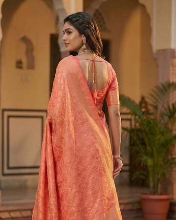 Graceful Pink Jacquard Saree – Premium Woven Design for Festive & Party Wear