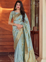 Serene Tea Blue Jacquard Saree