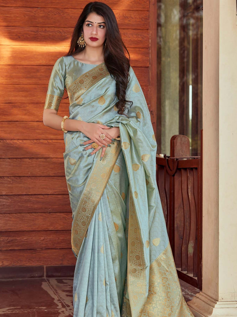 Serene Tea Blue Jacquard Saree