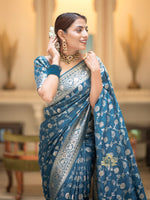 Tea Blue Jacquard Saree