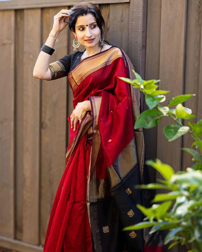Red Jacquard Saree 