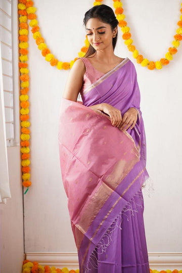 Lavender Pink Jacquard Saree for Elegant Festive & Special Occasion Wear