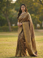 Premium Coffee Brown Jacquard Saree