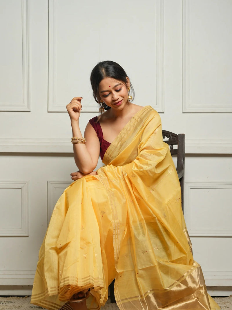 Yellow Jacquard Saree