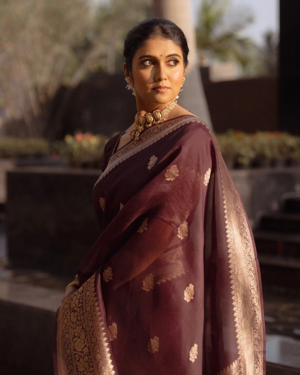 Elegant Maroon Jacquard Saree