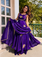 Purple Embroidered Anarkali Suit Set