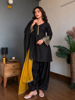 Black Embroidered Kurta Pant Set