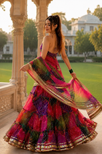Multicolor Georgette Ruffle Sharara Set