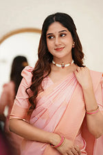 Delicate Light Pink Jacquard Saree