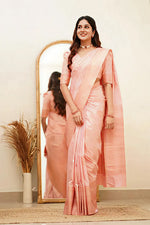 Delicate Light Pink Jacquard Saree