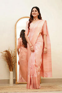 Delicate Light Pink Jacquard Saree – Soft Woven Elegance for Festive & Party Wear