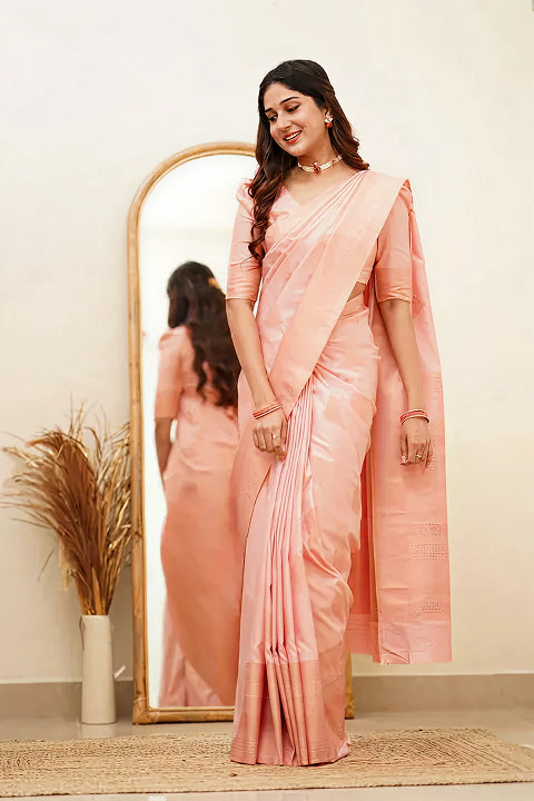 Delicate Light Pink Jacquard Saree