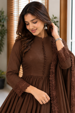 Roman Silk Embroidered Gown with Bottom & Dupatta