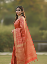 Classic Red Jacquard Saree
