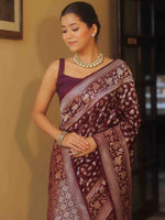 Luxurious Wine Jacquard Saree