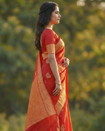 Radiant Red Jacquard Saree – Luxurious Woven Elegance for Festive & Bridal Moments