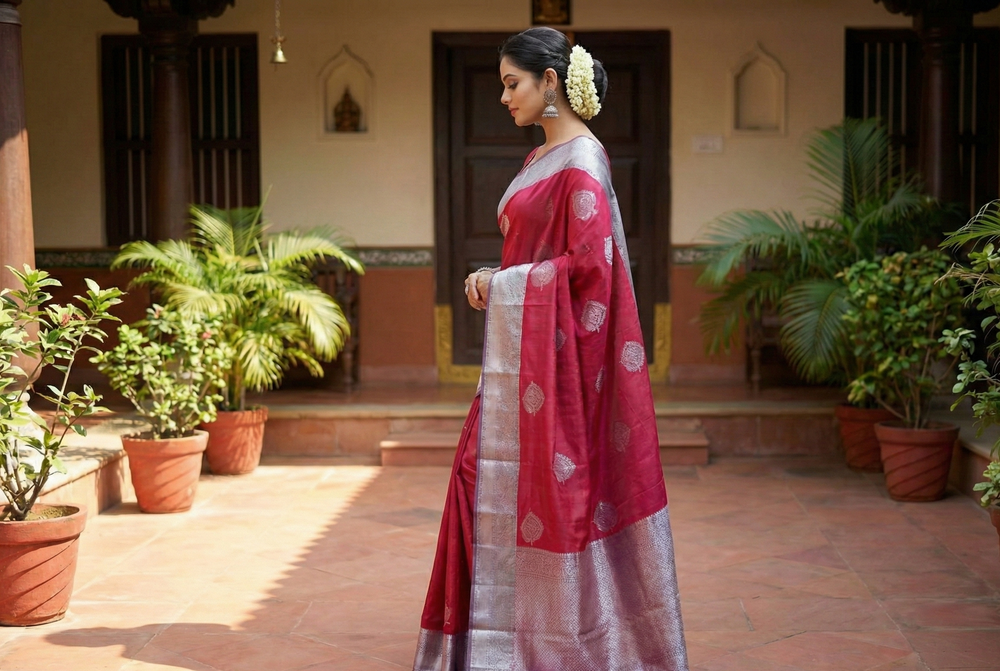 Red Jacquard Saree