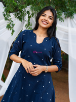 Midnight Blue Pure Cotton Flared Kurti Set